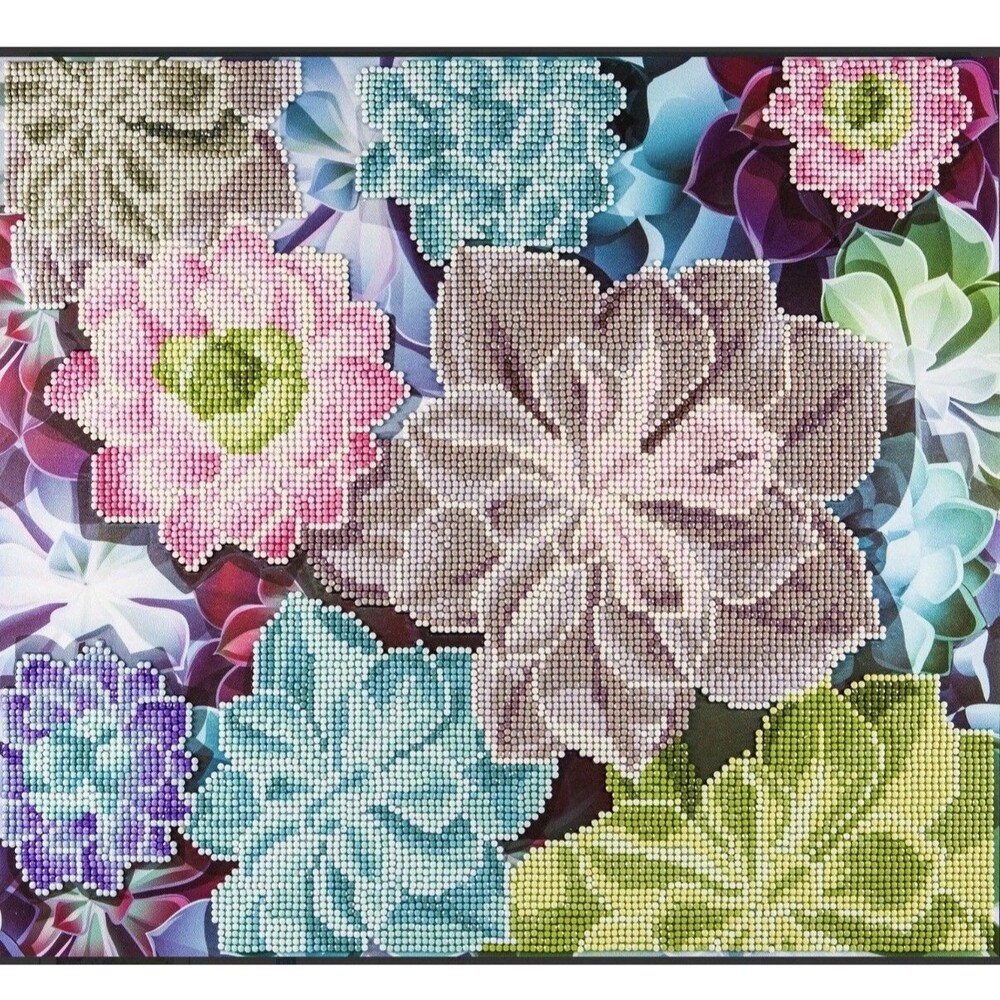 Leisure Arts Diamond Art Advanced Expert Kit SUCCULENTS 14.5x16.5” Great Gift!